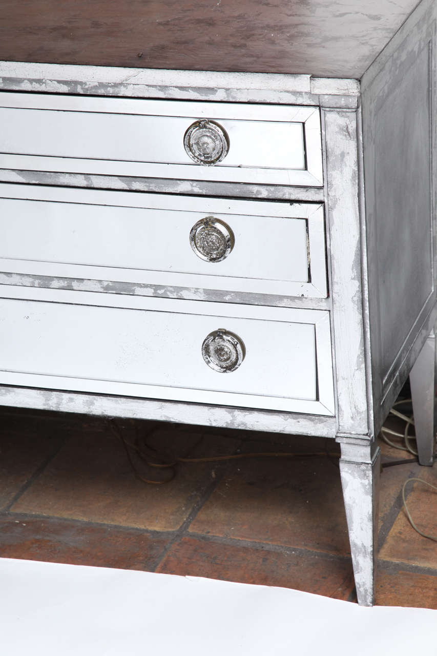 American Classical Pair of Silvered and Mirrored Chests