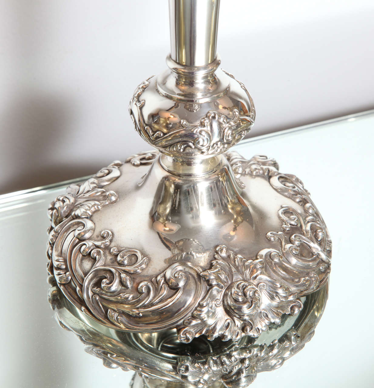 Renaissance Revival Repoussé Sterling Silver Trumpet Vase