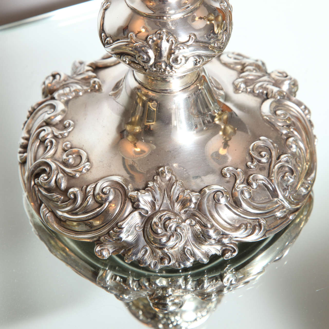 20th Century Repoussé Sterling Silver Trumpet Vase