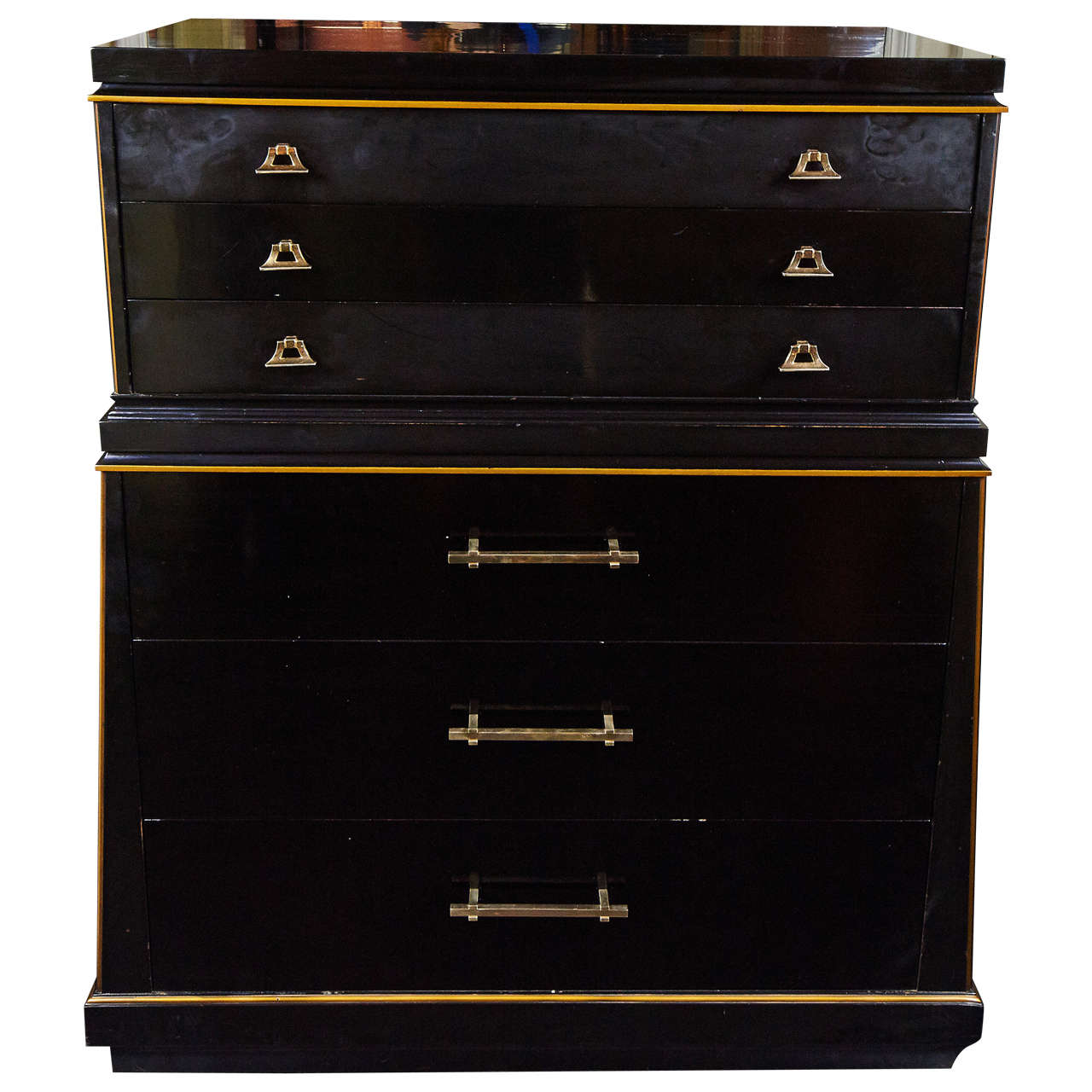 1950s French Lacquered Chest "Chinoiserie Style"