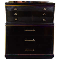 Vintage 1950s French Lacquered Chest "Chinoiserie Style"