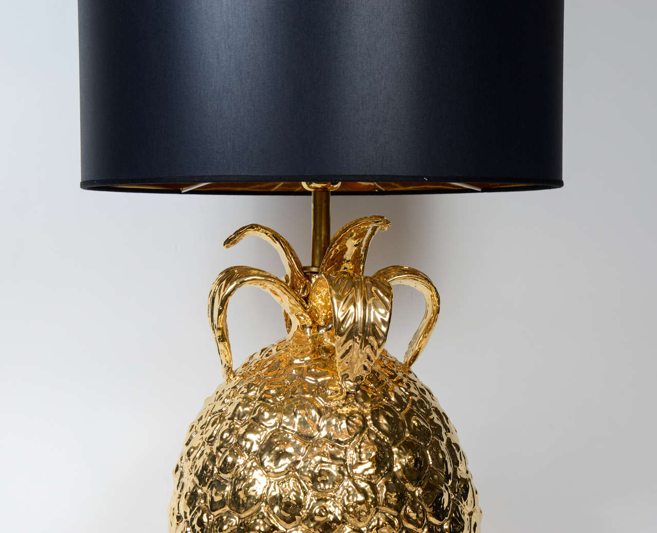 Mid-Century Modern Imposing Pair of Golden Ceramic Pineapple Lamps