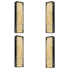 Set of Four Refined Onyx and Iron Wall Sconces 4