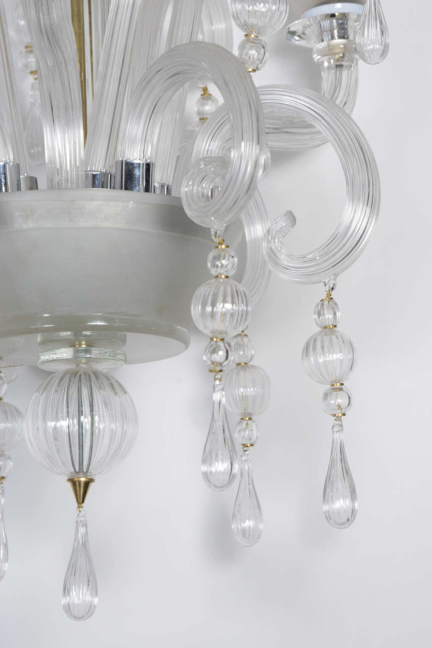 Chandelier in Murano Glass with Three Lights In Excellent Condition In Saint ouen, FR