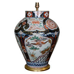 Early 18th Century Lamped Richly Decorated Imari Baluster Vase