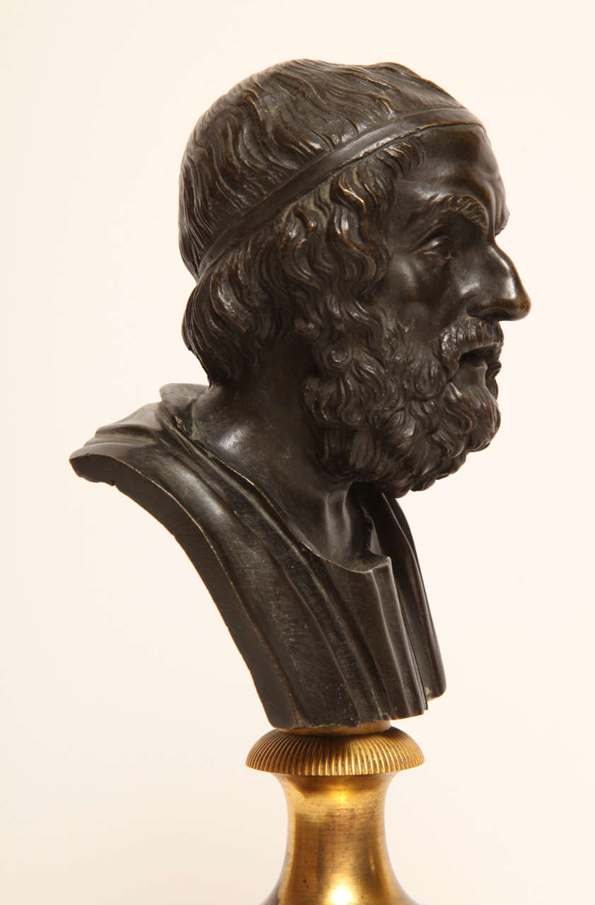 Gilt Charles X Encrier Surmounted with a Bust of Homer