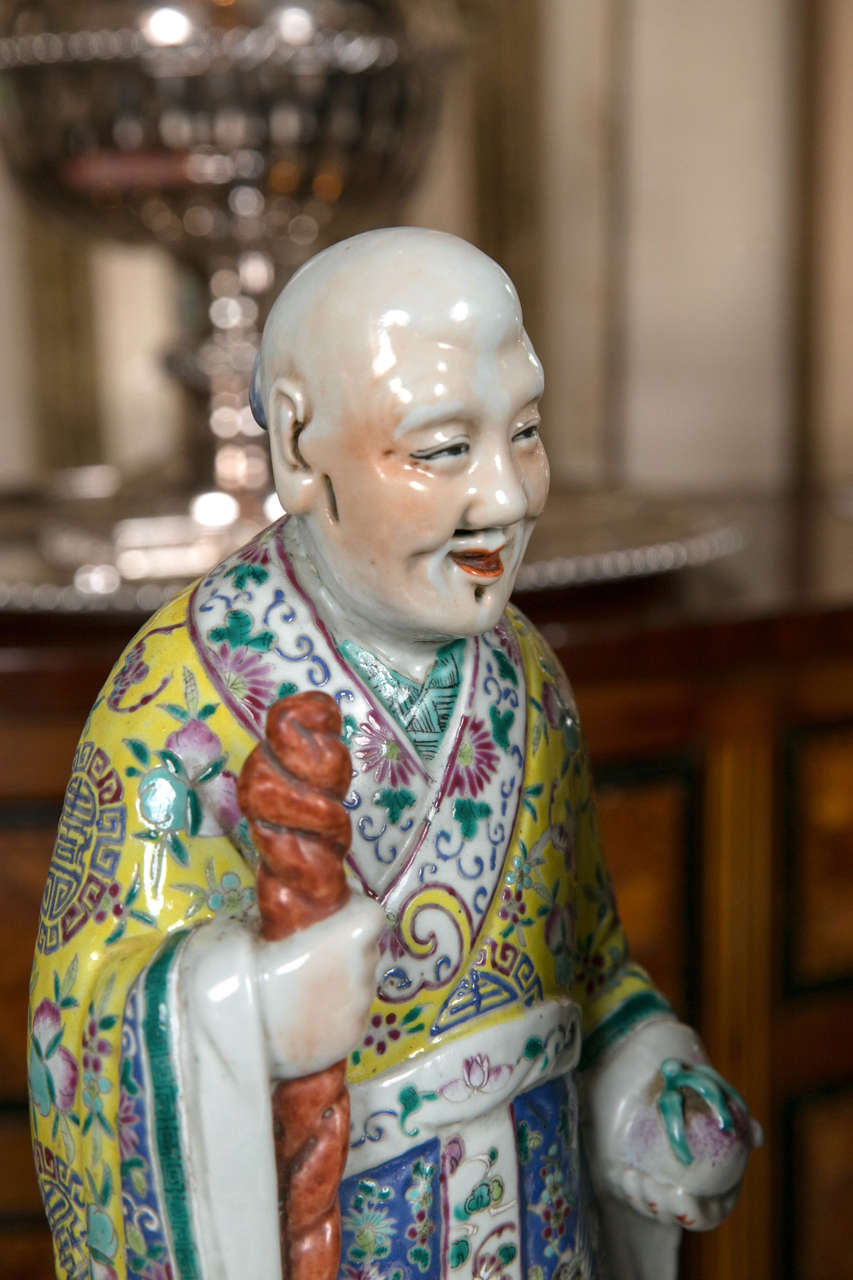 Hand-Painted Set of Three Porcelain Chinese Immortals Figures