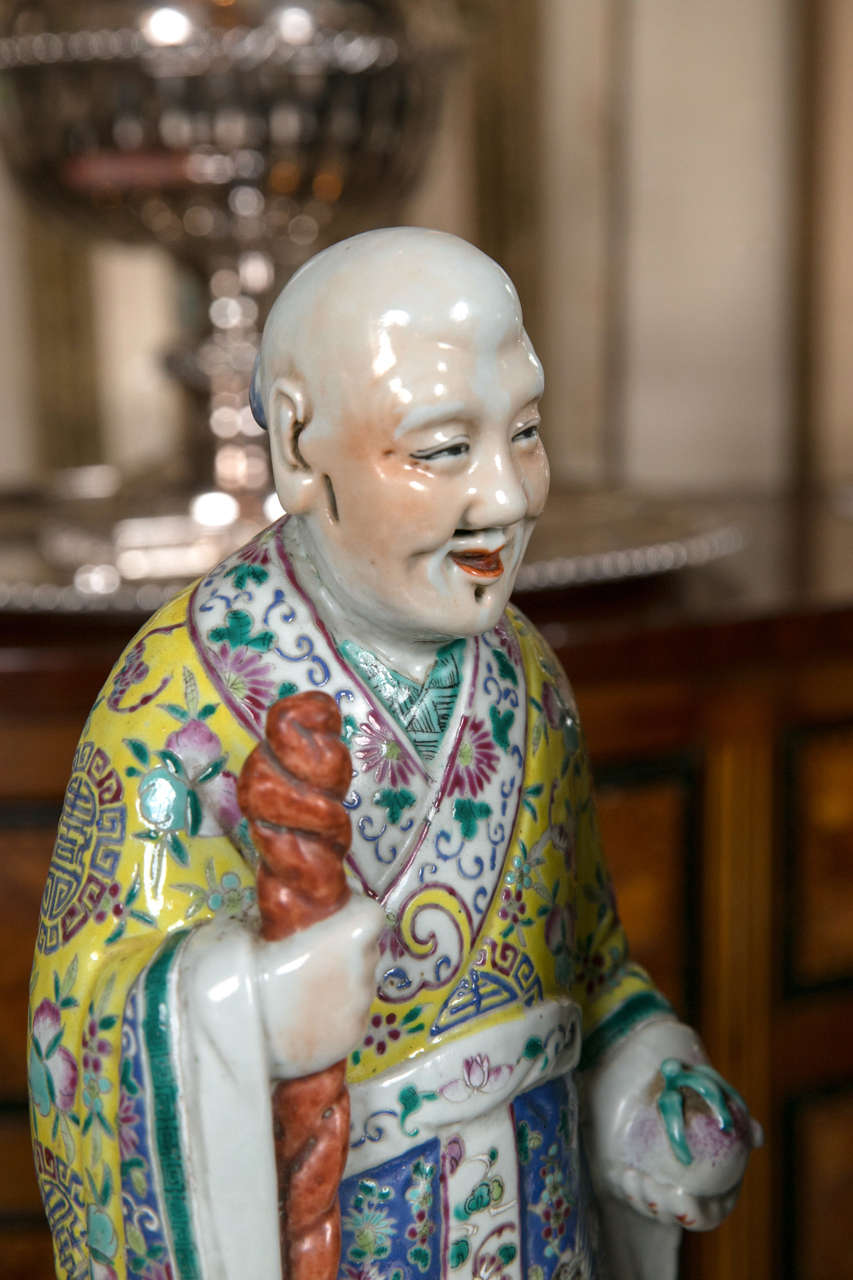 Chinois Ensemble de trois figurines d'immortels chinois en porcelaine