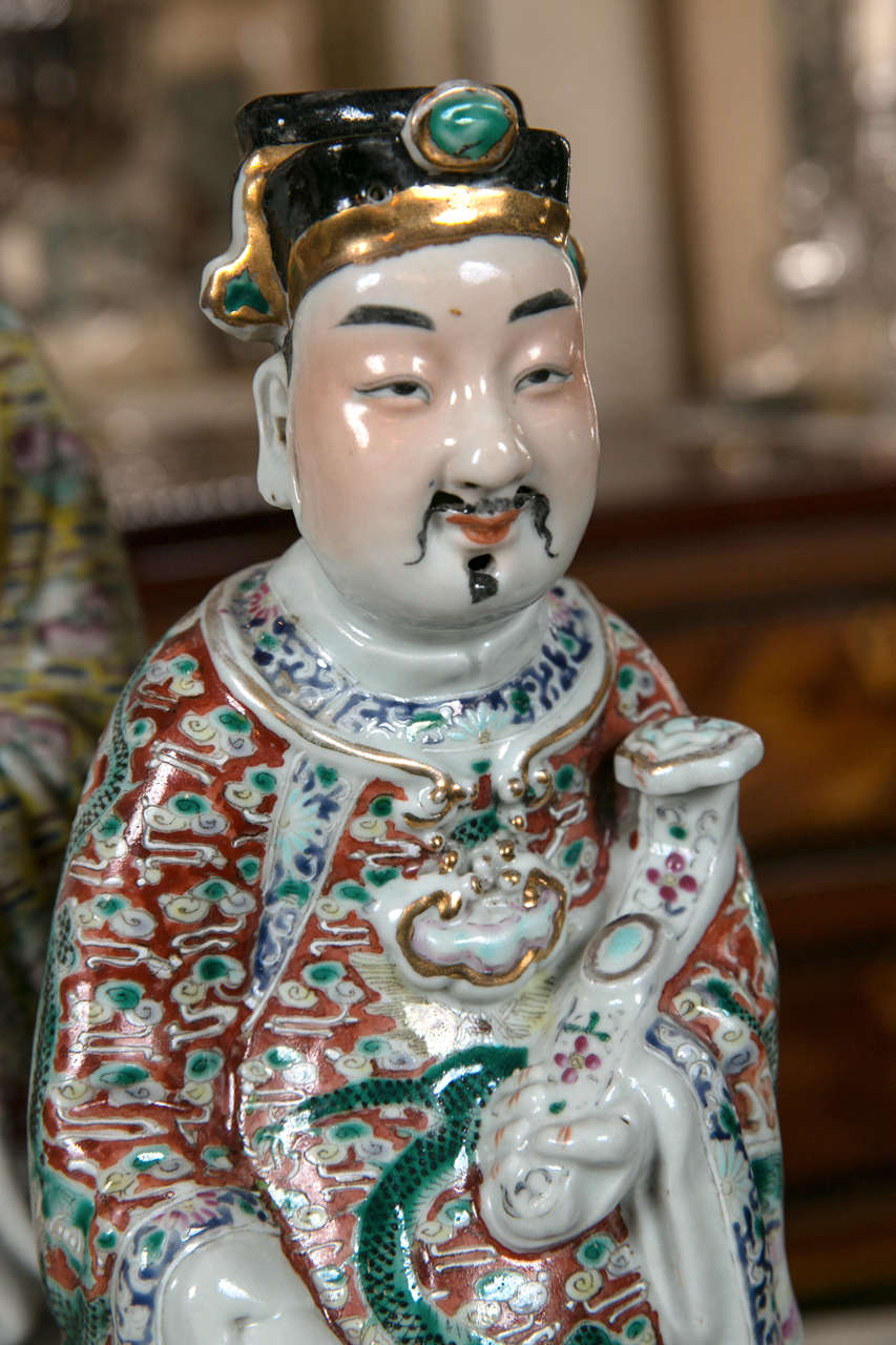 19th Century Set of Three Porcelain Chinese Immortals Figures