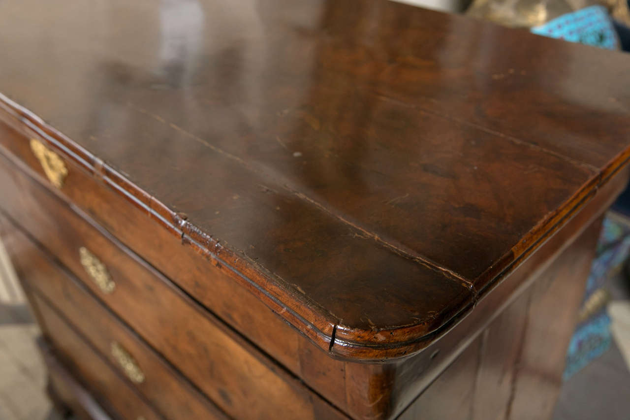 Hand-Crafted Period Walnut Four-Drawer Charles X Chest For Sale