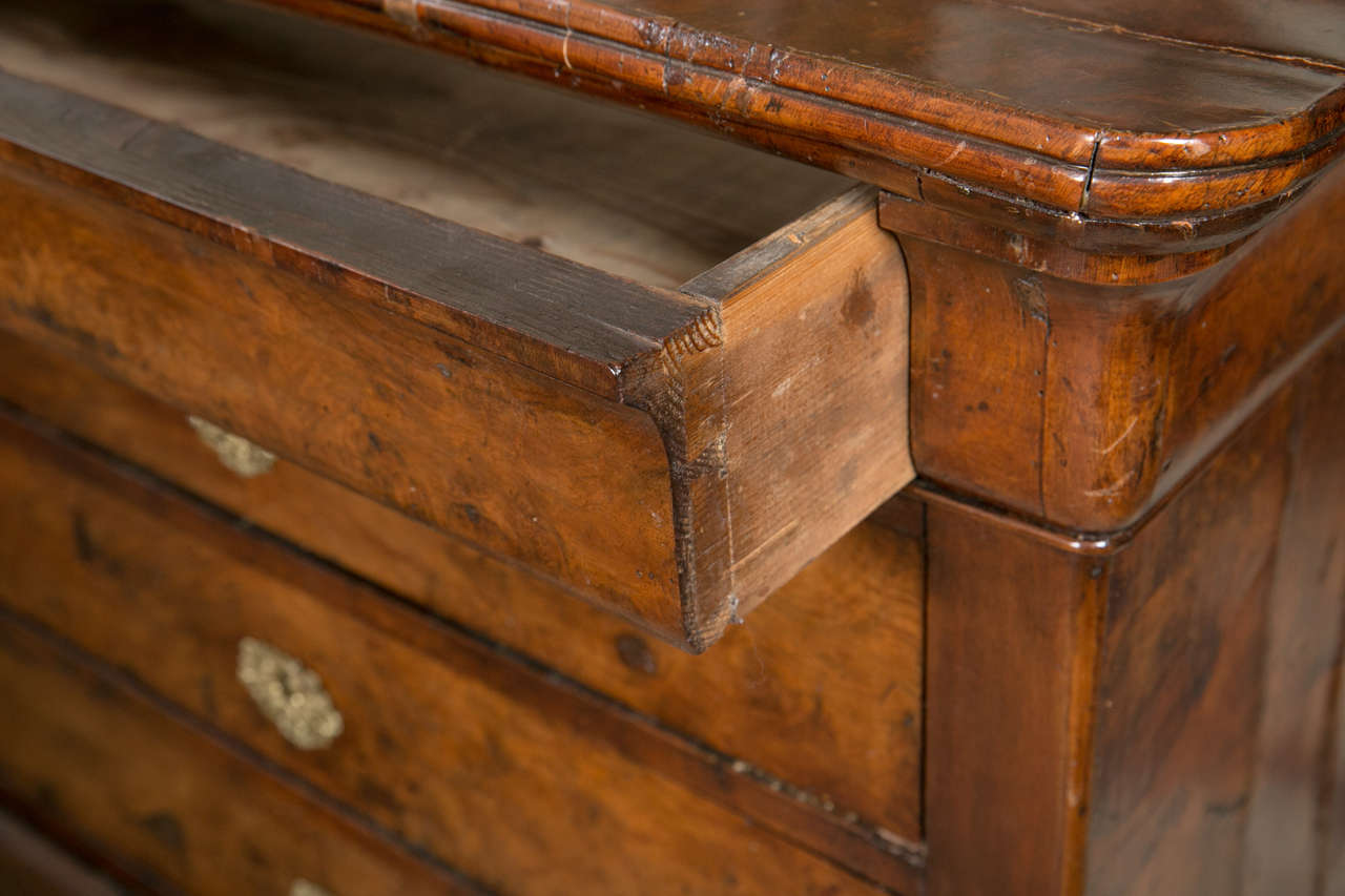 19th Century Period Walnut Four-Drawer Charles X Chest For Sale