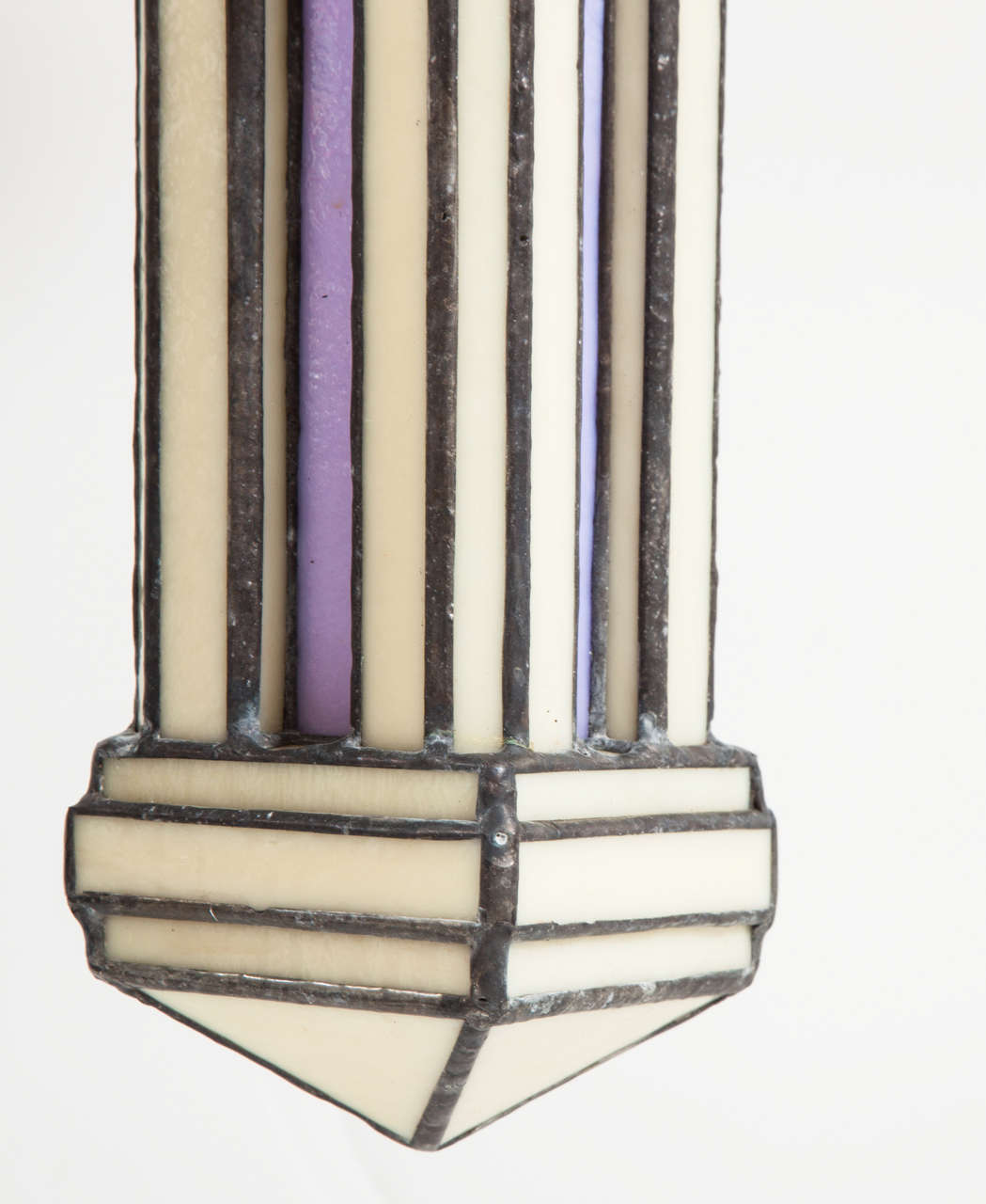 Late 20th Century Set of Three Leaded Glass Pendant Light Fixture by Adam Kurtzman