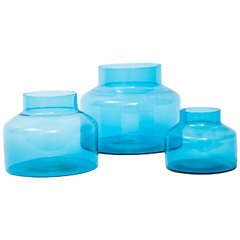 Set of Blue Glass Jars by Raymor