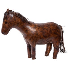 Omersa Brown Leather Horse Ottoman