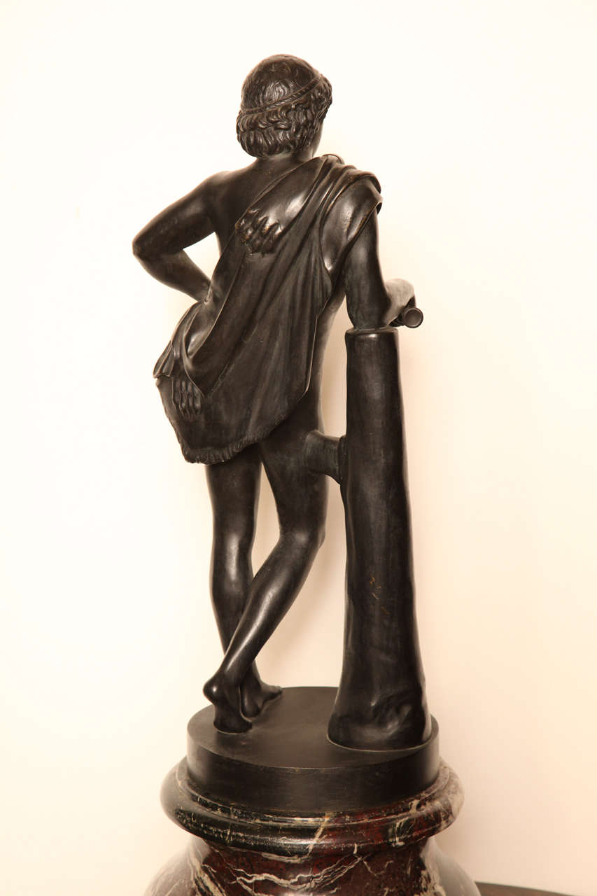 19th Century Bronze Youth on a Marble Base For Sale 3