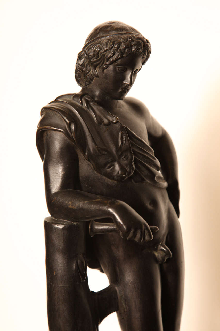 19th Century Bronze Youth on a Marble Base For Sale 6