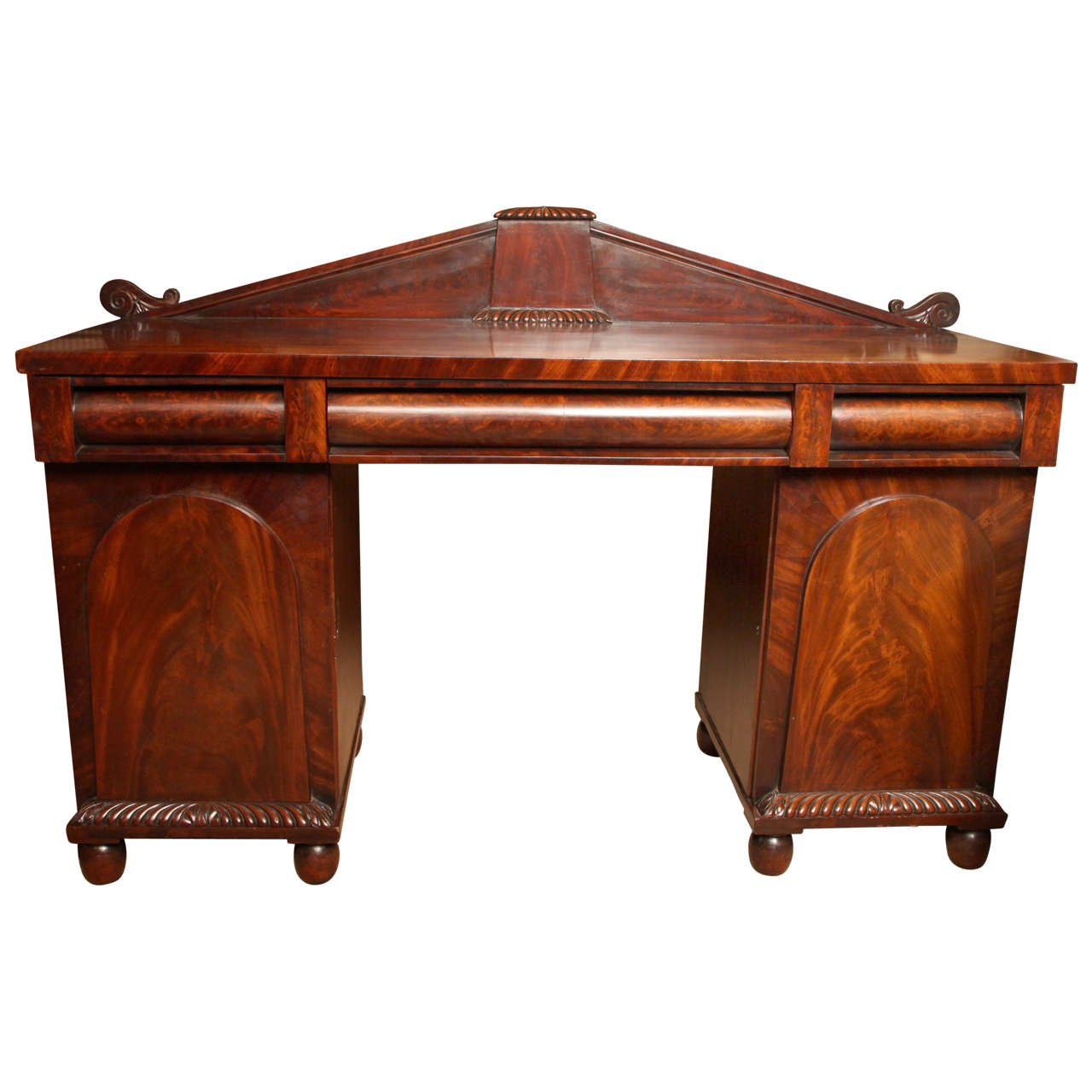 Early 19th Century English, Mahogany Double Pedestal Sideboard For Sale