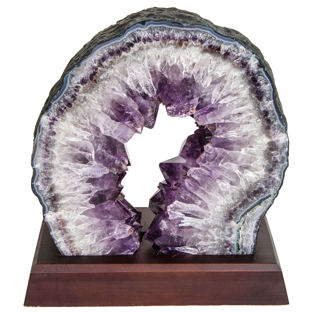 Exquisite Quartz and Amethyst Geode Sculpture on Stand