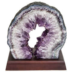 Vintage Exquisite Quartz and Amethyst Geode Sculpture on Stand