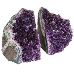 Pair of Spectacular Large-Scale Natural Amethyst Bookends