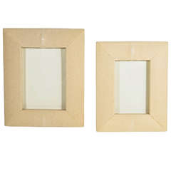 Pair of Exotic Shagreen Picture Frames in Natural Cream