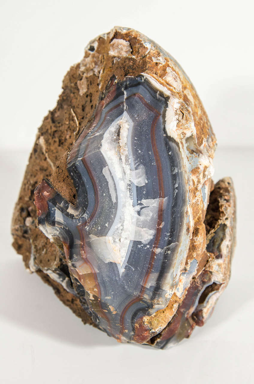 Contemporary Organic Agate Stone Sculpture with Crystalline Center