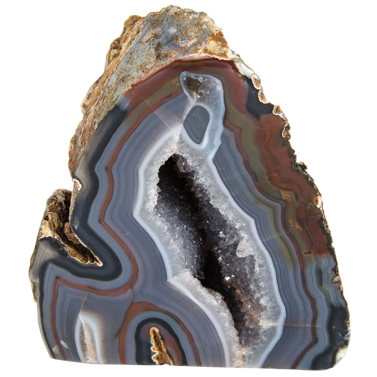 Organic Agate Stone Sculpture with Crystalline Center