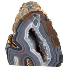 Organic Agate Stone Sculpture with Crystalline Center