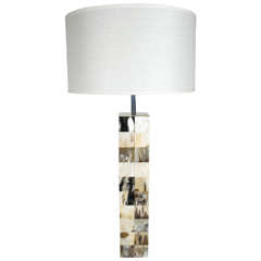 Genuine Horn Table Lamp with Mosaic Inlay Design