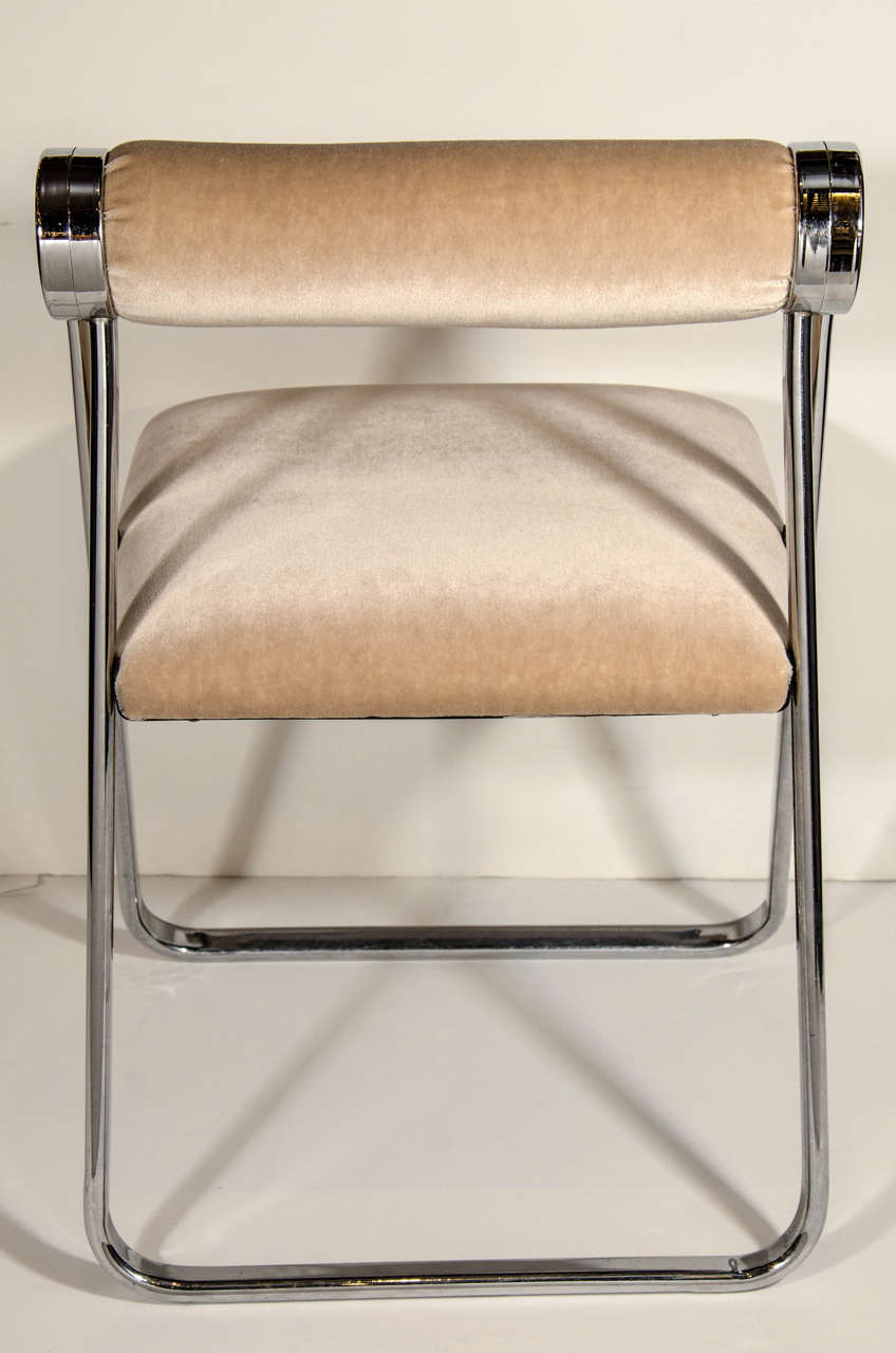 Ultra Luxe Modernist Folding Chair Attributed to Giancarlo Piretti In Excellent Condition In Fort Lauderdale, FL