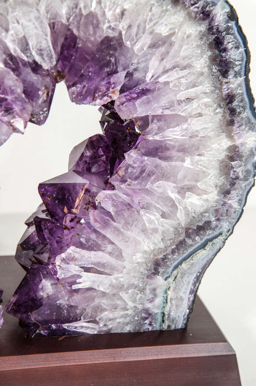 Exquisite Quartz and Amethyst Geode Sculpture on Stand at 1stDibs