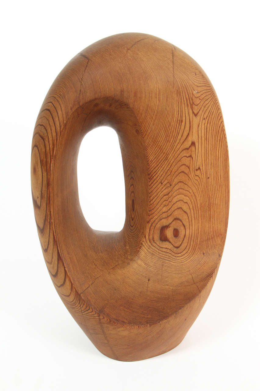Carved wood table sculpture by Northern California artist Carol Setterlund. Early work.