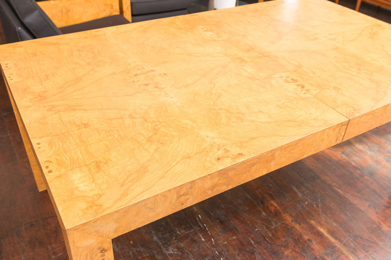 Milo Baughman Burl Olive Dining Table In Excellent Condition In San Francisco, CA