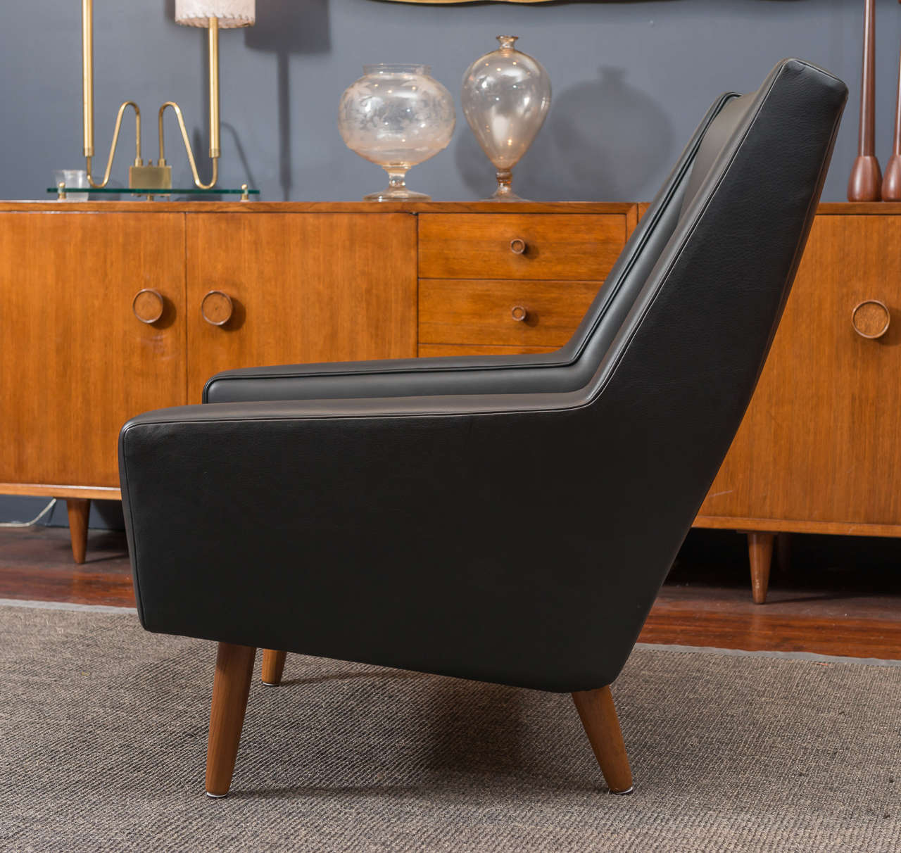 Danish Leather High Back Lounge Chair In Excellent Condition In San Francisco, CA