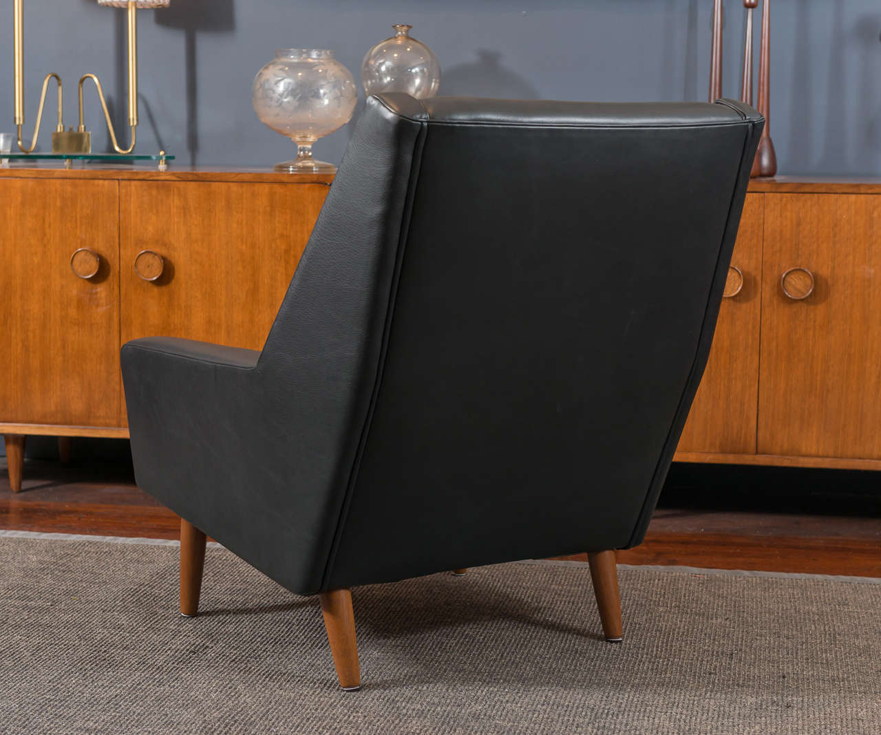Mid-20th Century Danish Leather High Back Lounge Chair