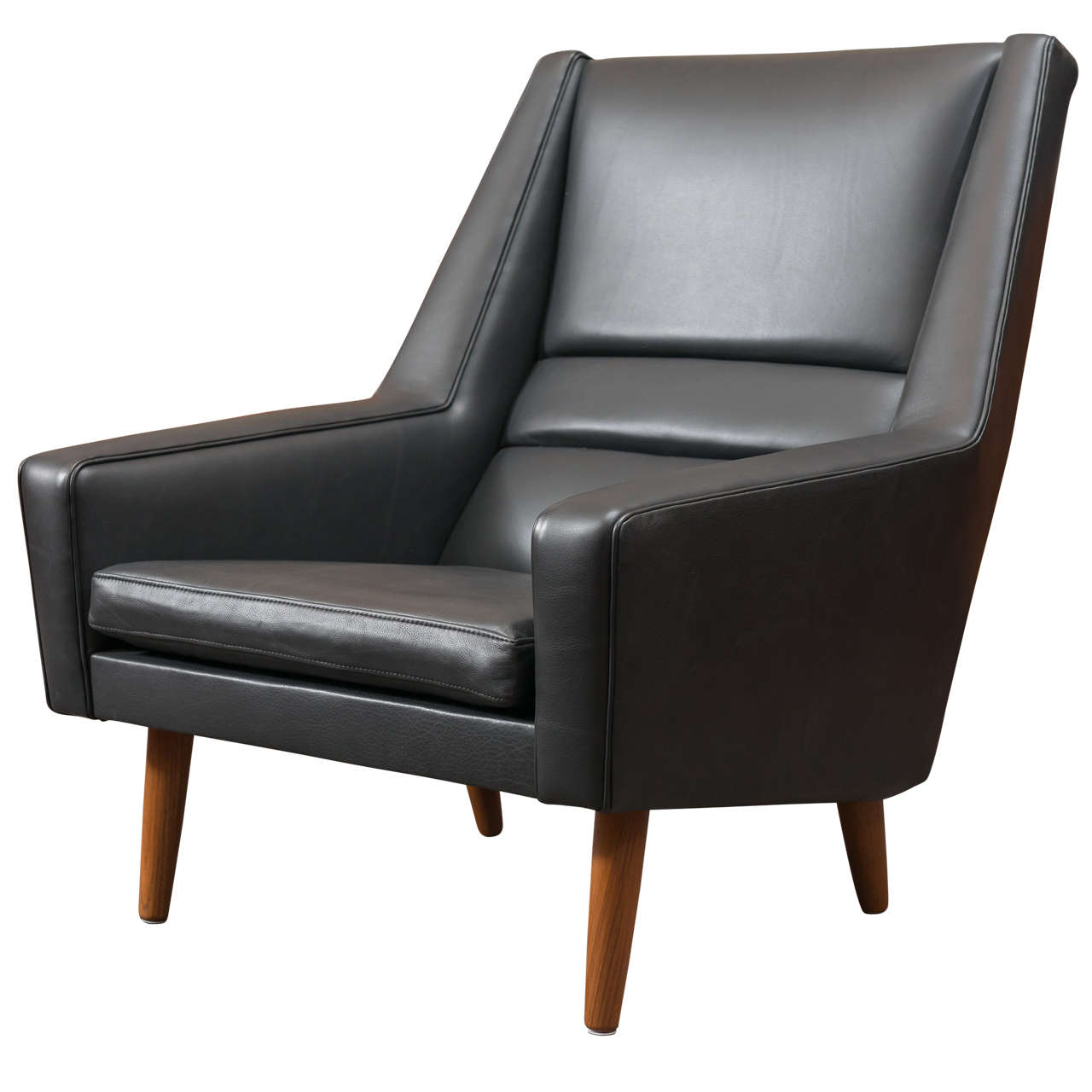 Danish Leather High Back Lounge Chair