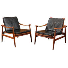 Pair of Finn Juhl #133 Spade Lounge Chairs