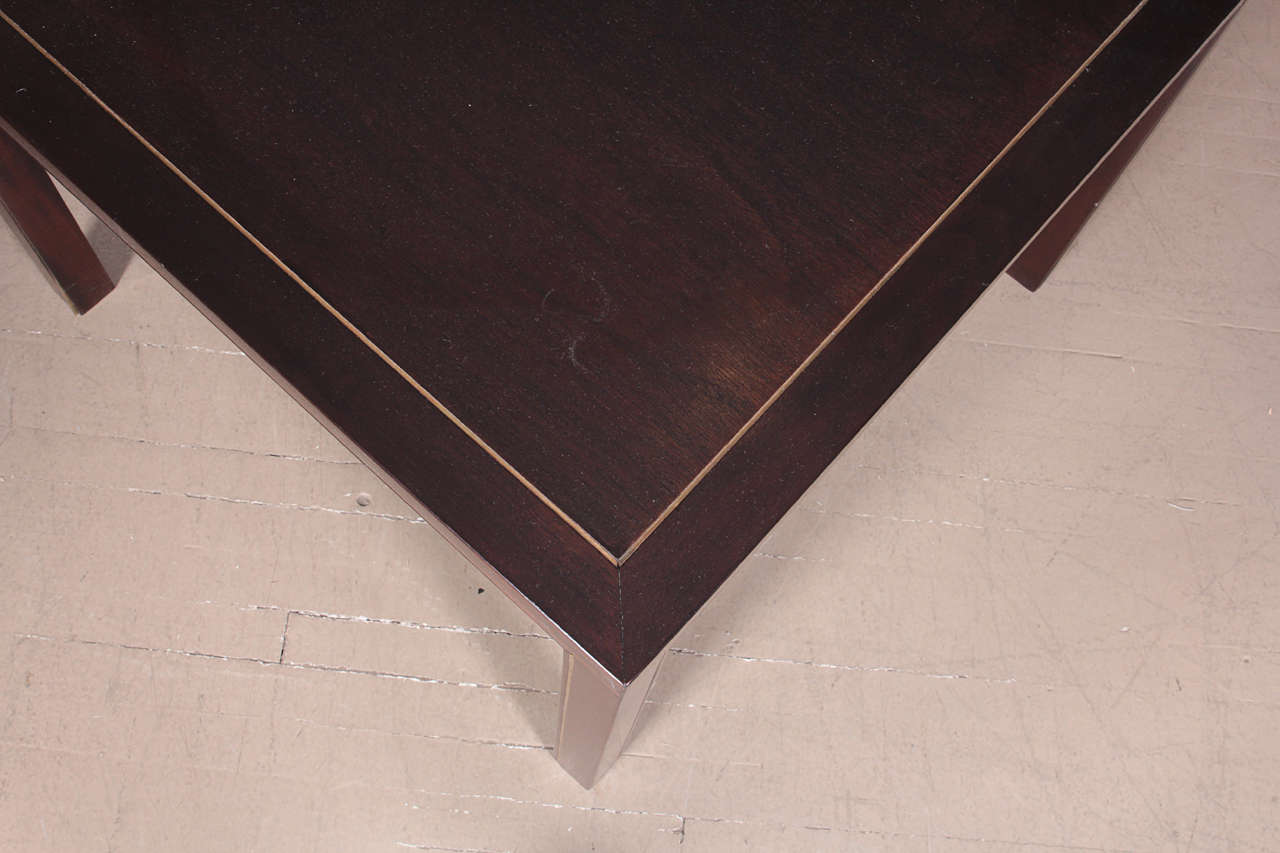 Mid-20th Century Mahogany Parsons Style End Tables with Inlaid Brass by Edward Wormley for Dunbar