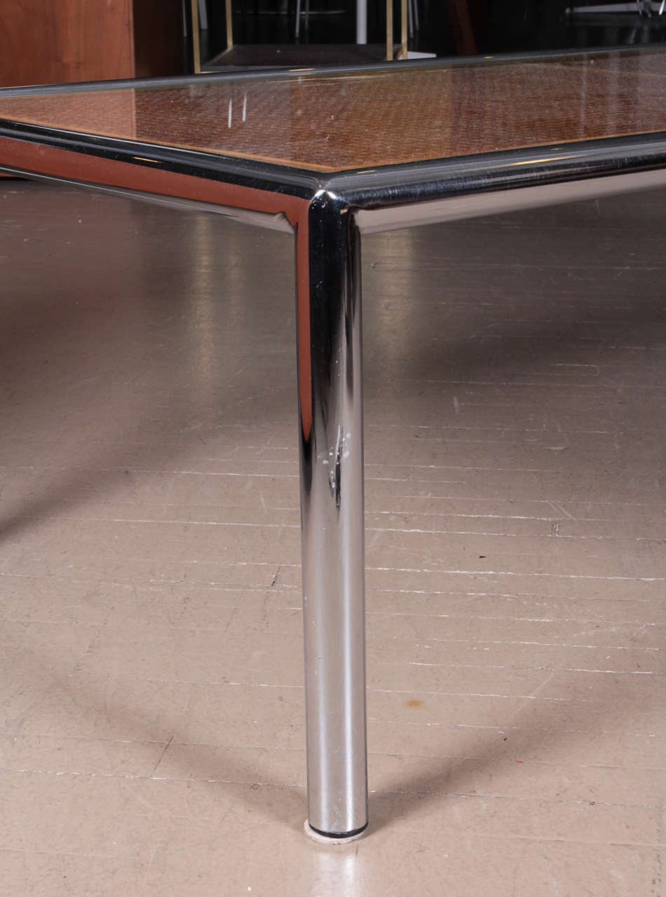 American 1970s Chrome and Caned Coffee Table by Milo Baughman