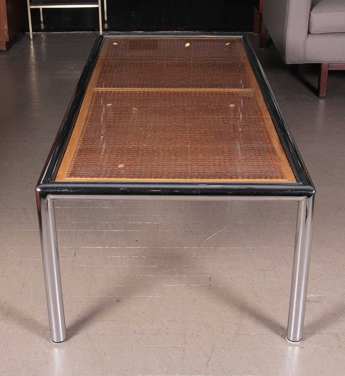 1970s Chrome and Caned Coffee Table by Milo Baughman In Excellent Condition In New York, NY