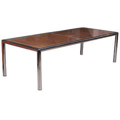 1970s Chrome and Caned Coffee Table by Milo Baughman