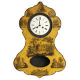 A French Tole Peinte Wall Clock with Transfer Decoration