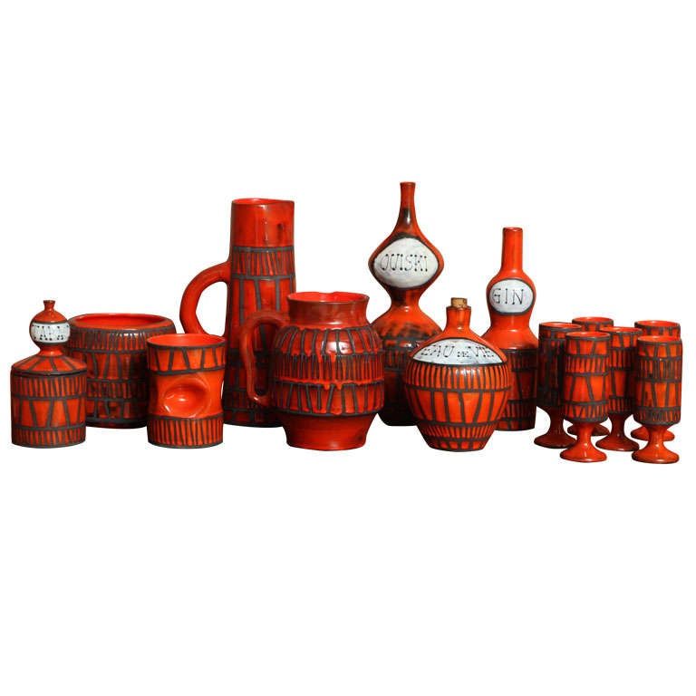 "Collection Rouge" Ceramic Set by Roger Capron