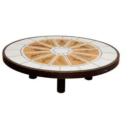 Low Oval Coffee Table by Roger Capron with Garrigue Tiles