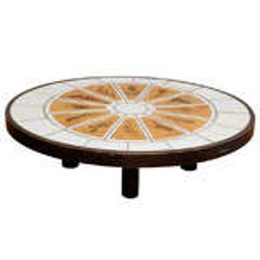 Low Oval Coffee Table by Roger Capron with Garrigue Tiles 6