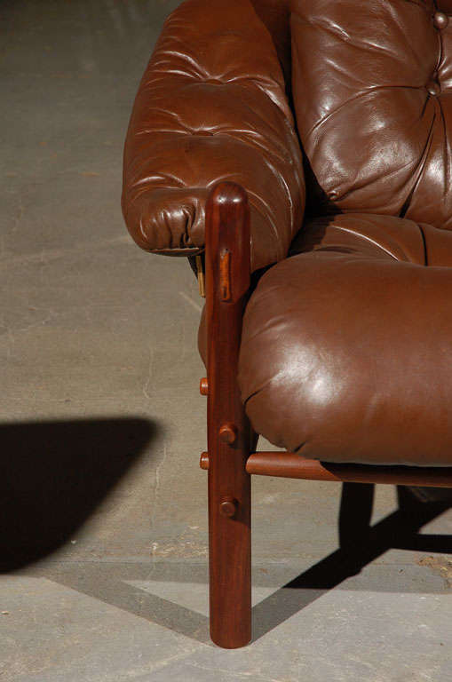 20th Century Pair of Brown Tufted Leather Chairs by Arne Norell For Sale