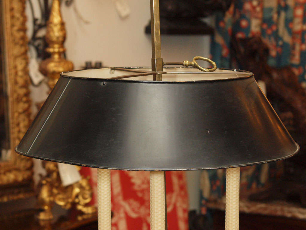 French Bronze Louis XV Bouillotte Lamp w/ Tole Shade For Sale 2