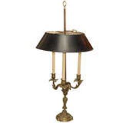 French Bronze Louis XV Bouillotte Lamp w/ Tole Shade 4