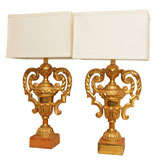 Pair Of Italian Gilt Urns As Lamps Pair Of Italian Gilt Urns As Lamps