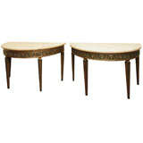 PAIR OF PARCEL GILT DEMI LUNE CONSOLE TABLES